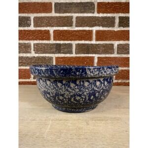 Beaumont Brothers Pottery BBP 9" Salt Glazed Mixing Bowl Blue Bell Rim